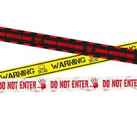 HENBRANDT 1 x Halloween Warning Tape Do Not Enter Zombie Caution Tape 6.1m Non-Adhesive Hazard Fright Tape Prop Scary Halloween Party Decoration Banner Roll Indoor and Outdoor Halloween Decorations