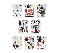 HENBRANDT 1 x Halloween Window Stickers 30cm x 23cm - 8 Sheets of Spooky Seasonal Designs Haunted House Pumpkins Bats Ghosts Skeletons Spider Web Party Decorations