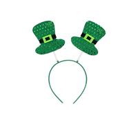 HENBRANDT 1 x Irish Mini Hat Head Bopper with Shamrock Sequins Green Leprechaun Deely Boppers St Patrick's Day Novelty Fancy Dress Hair Accessory Headband for Adults