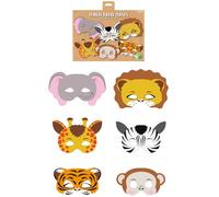 HENBRANDT 1 x Jungle Animal Paper Party Masks for Kids Pack of 12 Safari Animals Face Masks Fancy Dress Costume Kids Birthday Loot Bag Filler Party Favours for Boys and Girls
