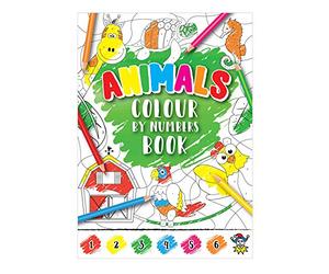 Henbrandt 1 x Mini Animals Colour By Numbers Kids A6 Activity Book Jungle Farm Safari Sealife Colouring Fun Party Favour Loot Bag Filler Lucky Dip for Boys and Girls Colouring Books