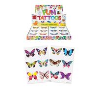 Henbrandt 1 x Mini Butterfly Temporary Tattoos for Children 12pc Packs Kids Party Bag Favours Loot Bag Fillers Lucky Dip Assorted Butterflies Party Favours for Girls and Boys
