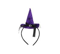 HENBRANDT 1 x Mini Witch Hat Halloween Headband - Purple Spiderweb Design Halloween Costume Accessory with Black Ribbon Buckle for Adults Party Fancy Dress