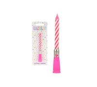 Henbrandt 1 x Pink Musical Birthday Candle Singing Happy Birthday Cake Topper - 11.8cm Interactive Party Candle with Melody for Kids Adults Celebrations