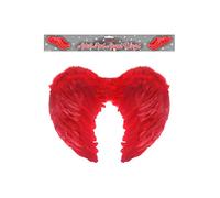 HENBRANDT 1 x Red Feather Wings 44cm x 34cm Red Devil Wings Halloween Costume Accessory Devil Demon Queen of Hell Angel Wings with Red Feathers Fancy Dress Costume Accessories for Adults