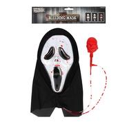 HENBRANDT 1 x Screaming Ghost Mask with Blood Pump Scary Bleeding Ghost Face Mask Cosplay Trick or Treat Halloween Fancy Dress Costume Accessories for Children and Adults
