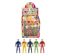 HENBRANDT 10 Super Fighter Figures (10 cm), Party Bag Filler For Children, Mini Figure Toy with Movable Arms, 5 Assorted Colours