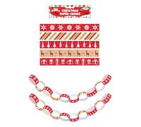 HENBRANDT 100 Christmas Paper Chain Craft Paper Set with Self Adhesive Paper Links Traditional Xmas Paper Decoration DIY Festive Paper Chains for Christmas Holiday Party Decorations