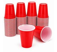 HENBRANDT 100 Red Plastic Cups 12oz Versatile Red Cups American Style Frat Party Cups Juice Pong for Birthday Parties Hen Party Stag Do Student Night Summer Fun Drinking Games Reusable Partyware