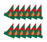 HENBRANDT 12 Adult Christmas Elf Hat with Pointy Ears One Size Striped Green and Red Felt Xmas Party Novelty Hat Fancy Dress Costume Accessory for Men and Women
