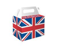 Henbrandt 12 Union Jack Medium Party Lunch Boxes for Royal Celebrations and Street Parties UK Sport VE Day Party Favours Sweets and Treats Goodies Food Box Empty Cardboard Packaging