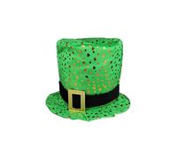 HENBRANDT 12 x Adult Green Top Hat with Buckle and Gold Shamrock Decorations St Patrick's Day Accessories Leprechaun Hat One Size Irish Fancy Dress Costume Accessory Novelty Hats for Men and Women