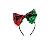 HENBRANDT 12 x Christmas Glitter Hair Bow with Reversible Sequins Red and Green Bow Headband Novelty Xmas Party Headwear Christmas Holiday Party Fancy Dress Accessories for Kids and Adults