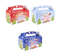 HENBRANDT 12 x Christmas Large Party Lunch Boxes for Christmas Parties Xmas Dinner Food Box Gift Box Party Favours Goodies Treats Empty Cardboard Packaging for Boys and Girls
