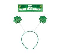HENBRANDT 12 x Irish Clover Head Bopper HeadbandS - Green Glitter Shamrock Deely Boppers St Patrick's Day Fancy Dress Hair Accessory Adults Novelty Gift