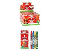 HENBRANDT 12 x Mini Christmas Kids Crayons 4pc Children’s Stocking Fillers Loot Bag Xmas Party Favours Christmas Eve Box Arts and Crafts Colouring Crayons for Boys and Girls