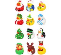 Henbrandt 12 x Mini Christmas Rubber Ducks 12 Assorted Xmas Designs Children’s Duckies Variety Pack Cruising Ducks Kids Bath Toys Stocking Filler Games Bathtub Play for Boys and Girls
