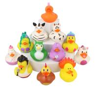 Henbrandt 12 x Mini Rubber Ducks 12 Assorted Animal Designs Children’s Duckies Variety Pack Cruising Ducks Kids Bath Toys Summer Fun Paddling Pool Games Bathtub Play for Boys and Girls