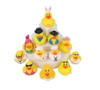 Henbrandt 12 x Mini Rubber Ducks 12 Assorted Character Designs Children’s Duckies Variety Pack Cruising Ducks Kids Bath Toys Summer Fun Paddling Pool Games Bathtub Play for Boys and Girls