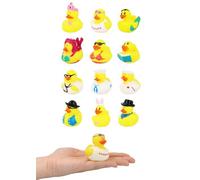 Henbrandt 12 x Mini Rubber Ducks 12 Assorted Character Designs Children’s Duckies Variety Pack Cruising Ducks Kids Bath Toys Summer Fun Paddling Pool Games Bathtub Play for Boys and Girls