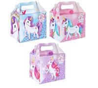 Henbrandt 12 x Paper Lunch Box Unicorn Design Kids Childrens Party Bag Fillers Pinata Toys Present Picnic