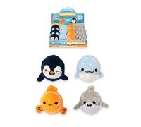 HENBRANDT 12 x Plush Sealife Bouncers 4 Assorted Designs - Soft Bouncy Balls Clown Fish Penguin Shark Whale Party Favours Stocking Fillers Children Kids