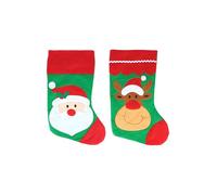 HENBRANDT 12 x Red and Green Christmas Stockings with Santa or Reindeer Design 18” | 46cm Large Family Xmas Stockings Gift Sock Hanging Holiday Party Decorations for Home + Classroom