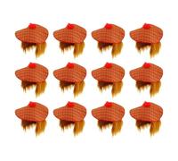 HENBRANDT 12 x Scottish Tam O Shanter Tartan Hat with Ginger Hair Mens Fancy Dress Adult Unisex