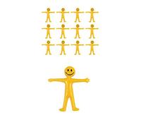 HENBRANDT 12 x Stretchy Smile People Yellow Stretch Men Stretchies Sensory Fidget Toys Kids Birthday Party Favour Loot Bag Filler Classroom Prize Lucky Dip for Boys and Girls