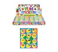 HENBRANDT 12 x Yellow Smile Face Stickers (1 sheet) Mini Smile Stickers for Children Arts and Crafts for Kids Birthday Reward Party Bag Favours Loot Bag Fillers Lucky Dip Favours for Girls and Boys
