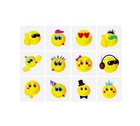 Henbrandt 36x Mini Yellow Smile Face Temporary Tattoos for Children 12pc Packs Smiling Faces Kids Party Bag Favours Loot Bag Fillers Lucky Dip Wedding Favours for Boys and Girls