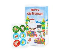 HENBRANDT 12x Christmas Paper Party Bags with Stickers 3 Assorted Designs Kids Paper Lunch Bag Gift Bag for Stocking Fillers Christmas Eve Party Favours Goodies Treats Xmas Packaging Boys and Girls