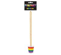 HENBRANDT 12x Rainbow Pride Shot Glasses on Beaded Plastic Chain Party Shot Glass Necklace Mini Drinking Cup with Rainbow Decoration LGBTQ+ Pride Party Accessories for Men and Women