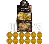 Henbrandt 144 Plastic Party Gold Pirate Treasure Coins ~ Party bag fillers (12pks of 12