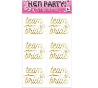 Henbrandt 18 x Team Bride Gold Foil Temporary Tattoos for Hen Do Bachelorette Party Accessories Bridesmaid Gift Bags Bride to Be Decorations Adult Tattoo Transfers