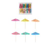 Henbrandt 1x 100 Pack - Tropical Cocktail Umbrella Picks - Colourful 10cm Party Drink Decorations for Cocktails, Nibbles, BBQs & Summer Events