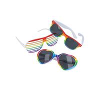 HENBRANDT 1x Adult Rainbow Pride Shutter Glasses LGBT Pride Accessories Novelty Plastic Sunglasses 80s Club Eyewear Shutter Shades Retro Prop Disco Fancy Dress Costume Accessory