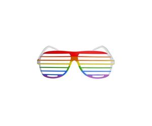 HENBRANDT 1x Adult Rainbow Pride Shutter Glasses LGBT Pride Accessories Novelty Plastic Sunglasses 80s Club Eyewear Shutter Shades Retro Prop Disco Fancy Dress Costume Accessory