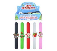 HENBRANDT 1x Christmas Snap Bracelet for Kids Stocking Filler Party Bag Favour Lucky Dip Silicone Slap Bracelet Snap Band Girls Bracelet Wristband