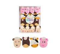 Henbrandt 1x Cute Mini Farm Animal Erasers Pack of 4 Animals Colourful Novelty Rubbers for Party Bag Fillers Lucky Dip Class Gifts Stationery Supplies Kids Stationery for Girls and Boys