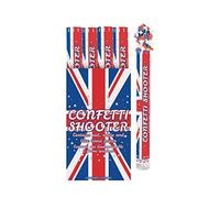Henbrandt 1x Large 50cm Union Jack Confetti Cannons with Blue, White and Red Biodegradable Paper Celebration Confetti Shooters Union Jack Party Supplies Great British Confetti Decorations