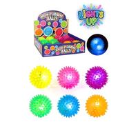 Henbrandt 1x Neon Flashing Spiky Balls - 6.5cm - Assorted Colours - Light Up Toys, Sensory Balls, Party Bag Fillers