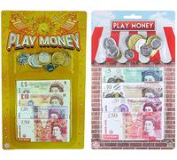 Henbrandt 2 Packs of Childrens Play Money English Notes and Coins Bulk Pack