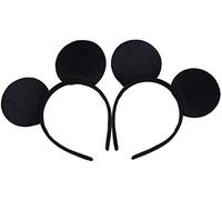 HENBRANDT 2 Pieces of Black Mouse Ears for Adults/Children Fancy Dress Costume Head Band Accessory Party Decoration Gift - Pack of 2 (BLACK)