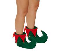Henbrandt 2 x Adult Deluxe Elf Boots with Bells Red and Green Christmas Elf Slippers Santa’s Buddy Jester Pixie Costume Boots Pointed Boot Covers Novelty Xmas Fancy Dress Accessories for Men and Women