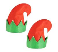 HENBRANDT 2 x Adult Elf Hat with Bells Red and Green Felt Elves Hat Christmas Novelty Gift Xmas Party Hats Jingle Bells Elf Fancy Dress Costume Accessories for Men and Women
