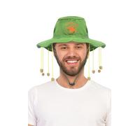 HENBRANDT 2 x Australia Hats with 10 Hanging Corks and Kangaroo Emblem Adult Size Green Aussie Cork Hat Party Prop Australian Novelty Fancy Dress Costume Accessory for Men and Women