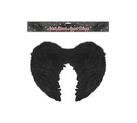 HENBRANDT 2 x Black Feather Wings 44cm x 34cm Black Angel Wings Halloween Costume Accessory Gothic Dark Fairy Swan Fallen Angel Wings with Black Feathers Fancy Dress Costume Accessories for Adults