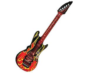 Henbrandt 2 x Flame Red / Black Inflatable Electric Rock Guitars 106 cm