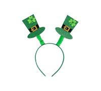HENBRANDT 2 x Irish Mini Leprechaun Hat Headbands with Springy Shamrock Deely Boppers St. Patrick's Day Fancy Dress Headband Hair Accessory Adults Parties
